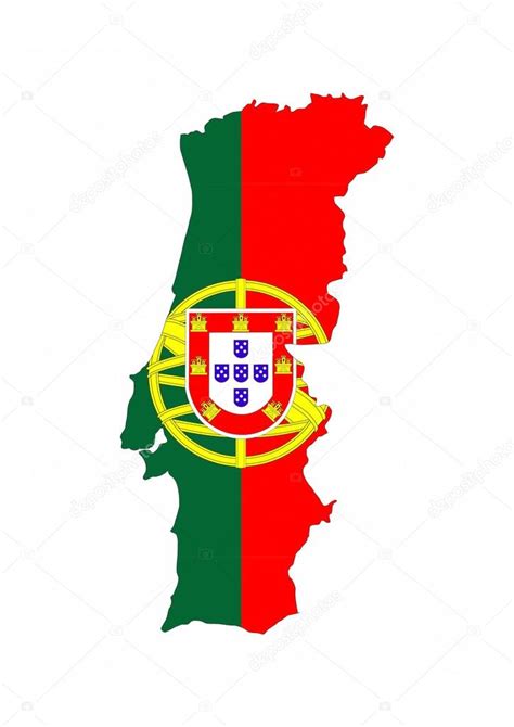 Czerwień symbolizuje krew i nawoływanie do zwycięstwa. Flaga Portugalii mapa — Zdjęcie stockowe © tony4urban ...