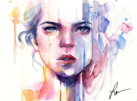 The World Between By Laovaan Large Art Prints Watercolor Woman