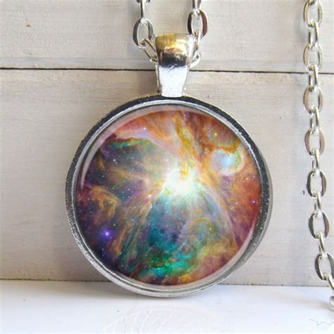 Galaxy Necklace Space Nebula Pendant Space Necklace Glass Etsy