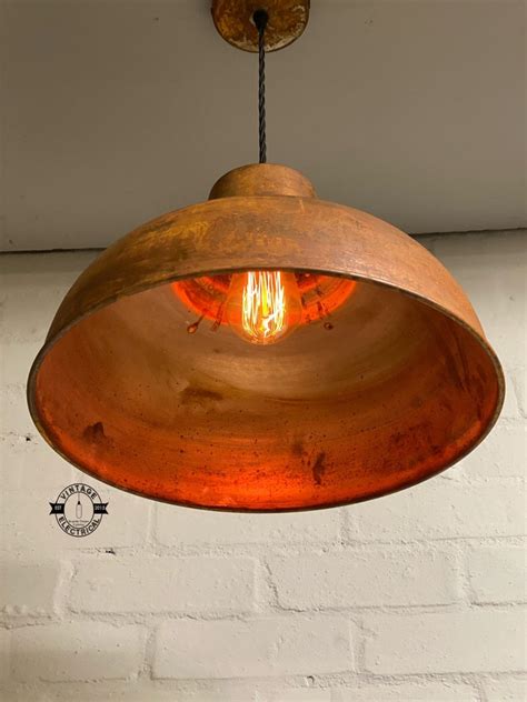 Salthouse Xl Rusted Solid Copper Industrial Shade Pendant Etsy