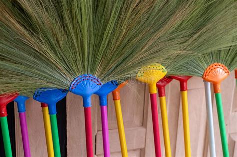 Several Brooms Grass Broom Stock Image Image Of Color 241241419