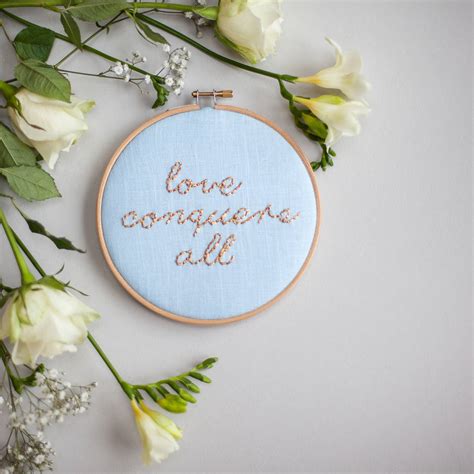 Love Conquers All Wedding Embroidery Hoop Sign By Make And Mend