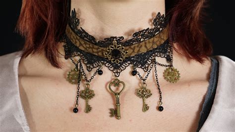 Steampunk Gothic Lace Keys And Leather Choker Necklace N004 Tahlia
