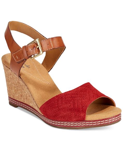Lyst Clarks Collection Womens Helio Jet Wedge Sandals In Red