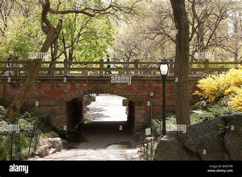 Willowdell Arch And Pedestrian Tunnel Central Park Nyc Stock Photo
