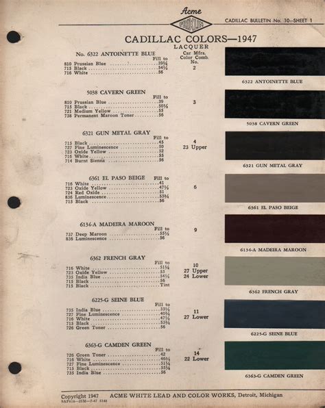 Paint Chips 1947 Gm Cadillac