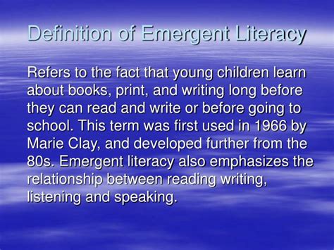 PPT - Definition of Emergent Literacy PowerPoint Presentation, free download - ID:300029