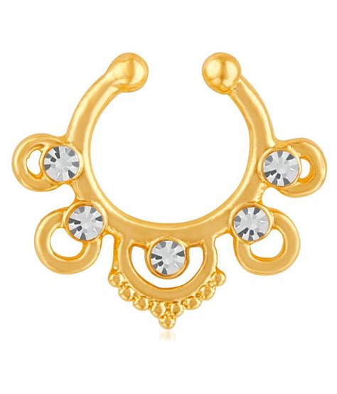 Mahi Gold Plated Exquisite Nose Ring With Crystal Stones For Girls And