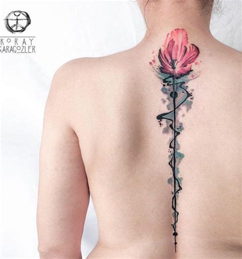 Watercolor Spine Tattoo 40 Spine Tattoo Ideas For Women