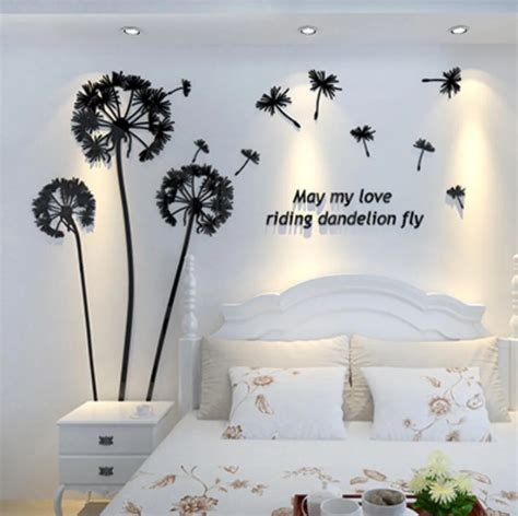 Dandelion New 3d Stereo Wall Stickers Acrylic Crystal Tv Backdrop Wall