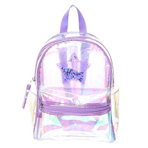 Transparent Purple Trim Shaker Star Backpack Clear Girls Bags