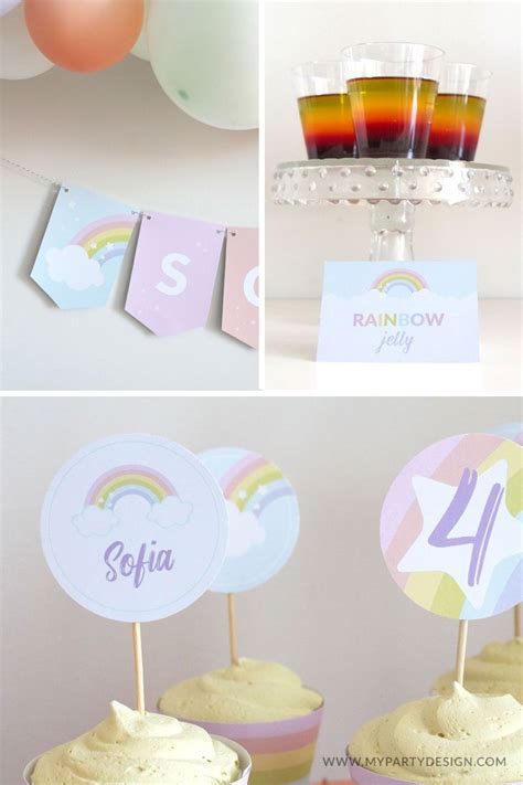Rainbow Birthday Party In Pastel Colors My Party Design Rainbow