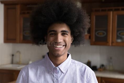 Young Black Male Look At Camera With Confident Broad Smile Stock Image