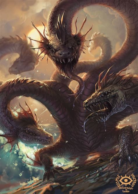 Titans Hydra Fantasy Monster Mythological Creatures Dragon Artwork