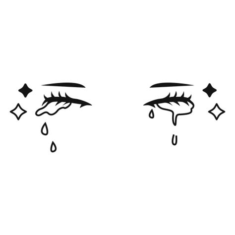 Anime Crying Eyes Stroke PNG SVG Design For T Shirts