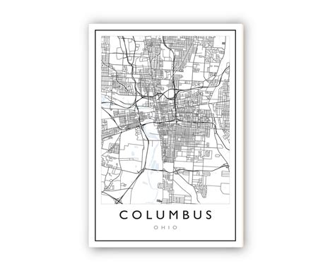Columbus Ohio City Map Columbus City Road Map Poster Ohio Etsy