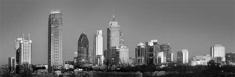 Atlanta Skyline At Dusk Midtown Black And White Bw