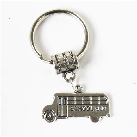 Silver School Bus Key Chain Key Ring Key By Eclecticadornments