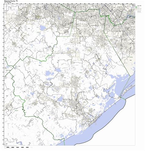 Brazoria County Texas Tx Zip Code Map Not Laminated