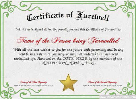 Here are the farewell letters that you can get and use for free. Certificate of Farewell! FREE Certificate Templates for # ...
