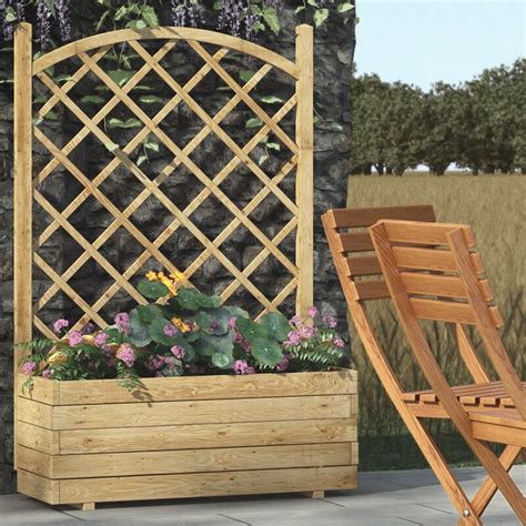 Create a living privacy screen like this one that features a simple planter and trellis planter made with bamboo. Rowlinson Wooden Planter Box with Trellis & Reviews ...