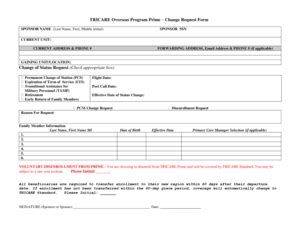 Fillable Online tricare Change Request Form Change of Status Request - Tricare - tricare Fax ...