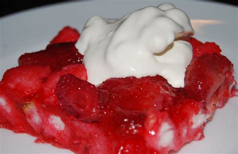 It is moist, unlike the sweet styrofoam available in the grocery bakery. Strawberry Angel Dessert
