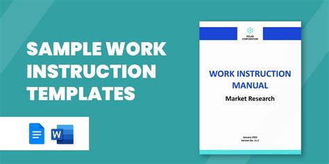 Work Instruction Templates Free Sample Example Format