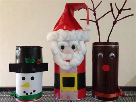Santa Rudolph And Frosty Made Of Recycled Pringles Canister Other Tin