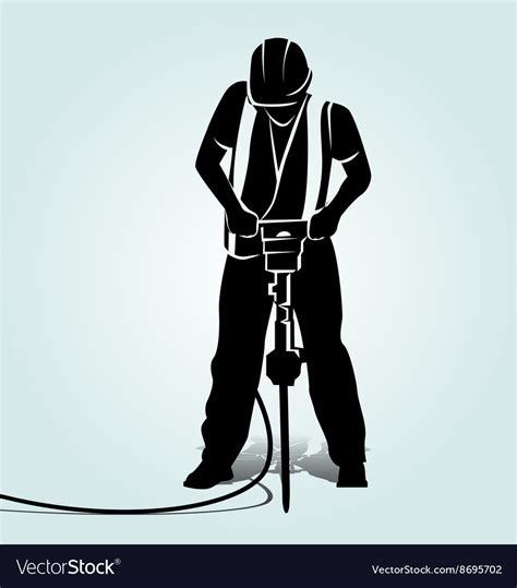 Silhouette Of A Worker With Jackhammer Royalty Free Vector