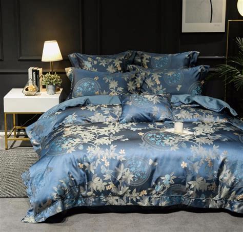 Luxury 600tc Silk Cotton Chinese Artistic Bedding Set Jacquard Duvet