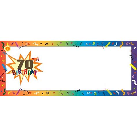 Happy 70th Birthday Confetti Border Large Personalised Banner 10ft X