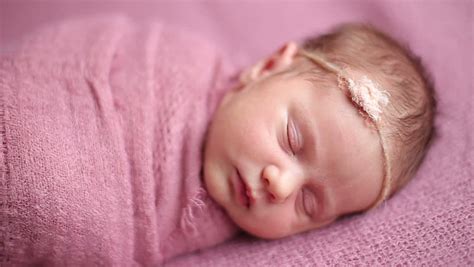 Cute Newborn Baby Girl Sleeping Stock Footage Video 100 Royalty Free