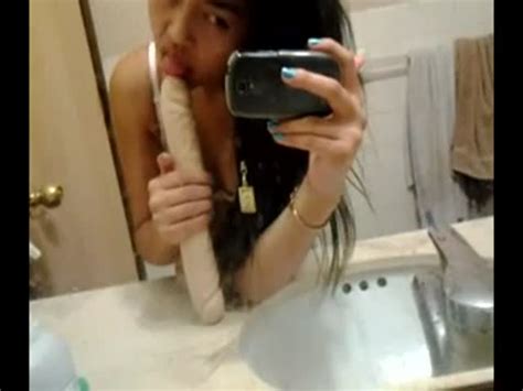 Asian Teen Big Dildo Selfie At