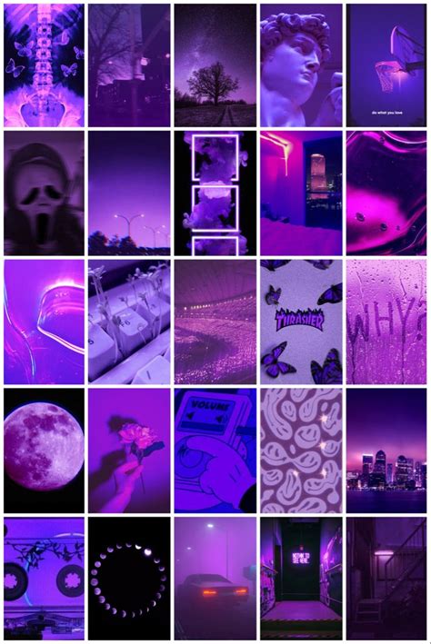 Purple Aesthetic Room Decor Purple Photo Wall Collage Purple Etsy In