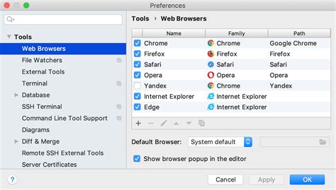 Configure Browsers—phpstorm
