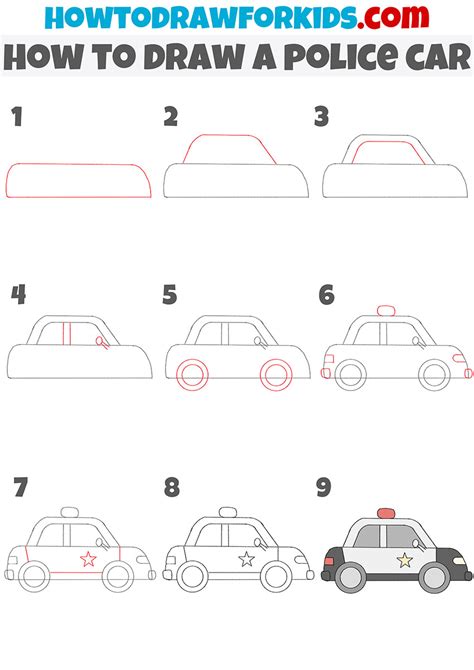 How To Draw A Police Car Step By Step Easy Drawing Tutorial For Kids