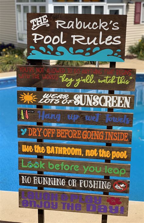 Pool Rules Sign Pool Rules Outdoor Pool Area Pool Rules Sign
