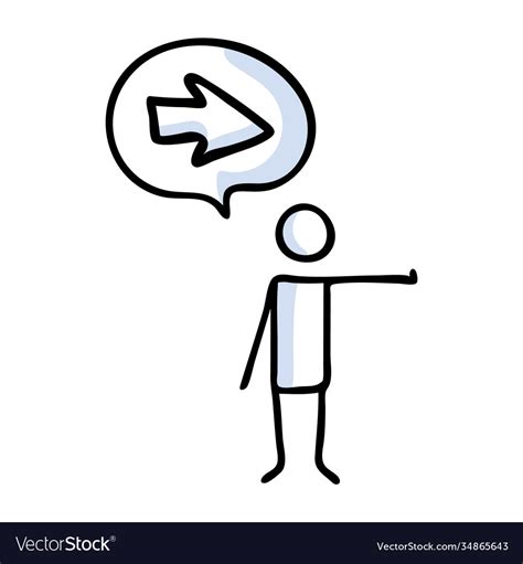 Hand Drawn Stickman With Speech Bubble Pointing Vector Image