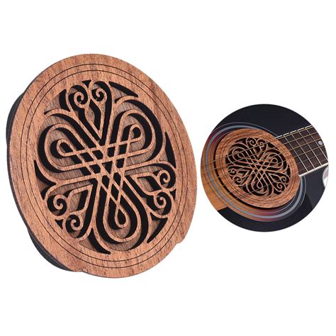 Guitar Wooden Soundhole Sound Hole Cover Block Feedback Buffer Mahogany