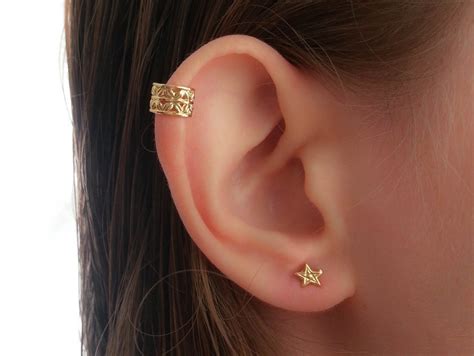 Gold Ear Cuff Upper Ear Earring No Piercing Helix Ear Etsy