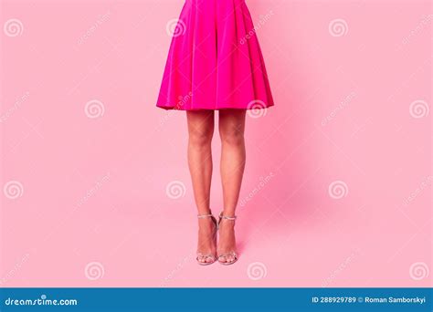 Cropped Portrait Of Perfect Shape Slim Sporty Girl Legs Wear High Heels