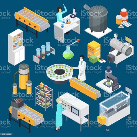 제약 생산 아이소메트릭 아이콘 약에 대한 스톡 벡터 아트 및 기타 이미지 약 제조 등측투영법 iStock