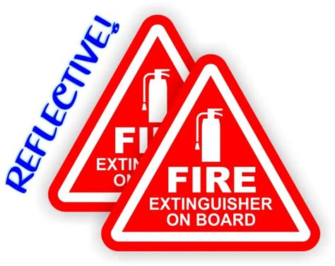 Pair Reflective 2 Inch Fire Extinguisher On Board Vinyl Decals Stickers