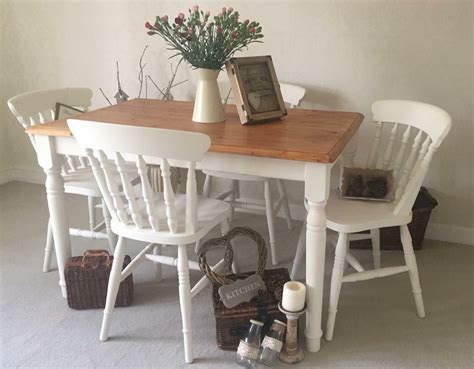 You can customize the table with your favorite color of paint. Shabby Chic Farmhouse Table And Chairs Kitchen Dining ...