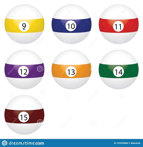 Illustration Of Billiard Balls With Numbers On White Background Stock