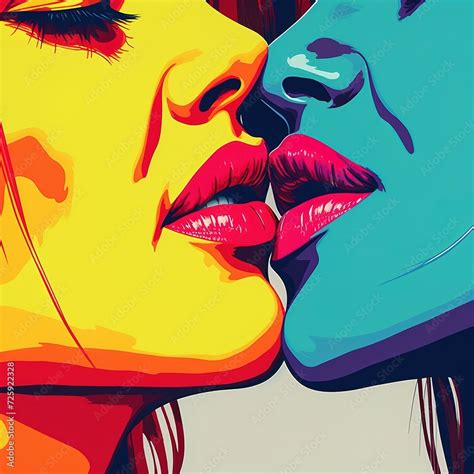 lesbian girls kissing drawing of a close up two women with lips near to each other using a pop