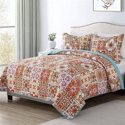 Amazon Com HoneiLife Bedspread Quilt Set King 3 Piece Microfiber