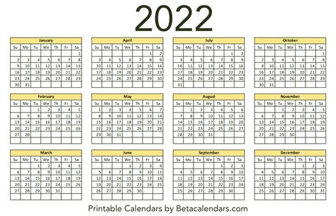 Printable Calendar 2022 2022 Printable Calendar All Calendars Can