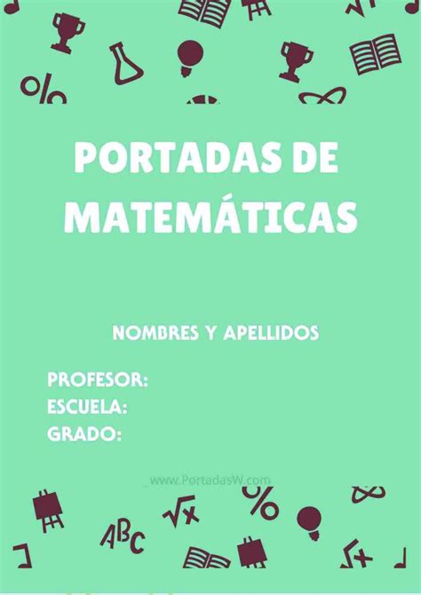 Portadas Para Libretas De Matemáticas 【word】2024 ️